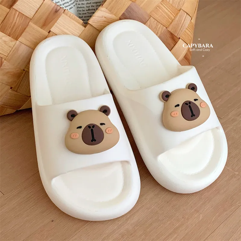 Thin Strips Sandal Slippers Unisex, White-1