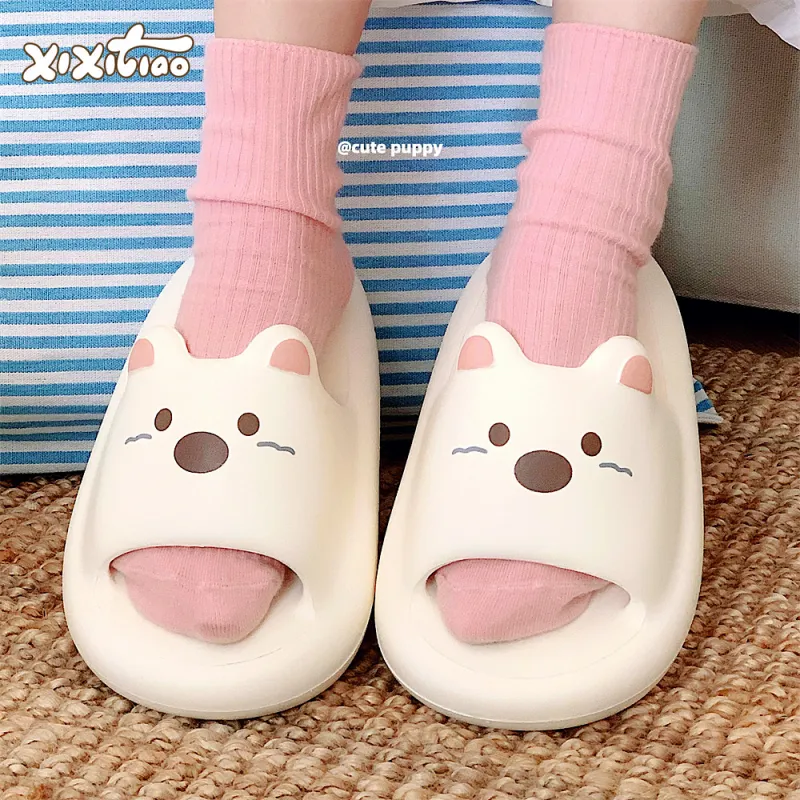 Thin Strips Slippers Women's, White-2