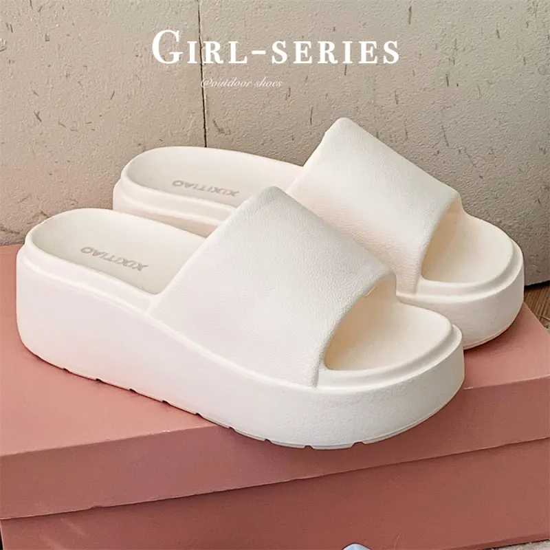 Thin Strips Slippers Women's, White-2