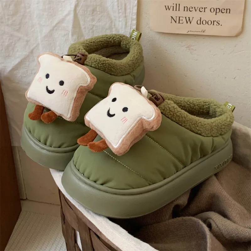 Thin Strips Cotton Slippers Unisex, White-13