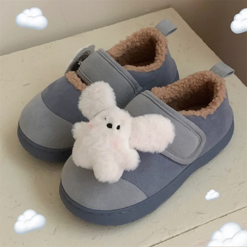 Thin Strips Cotton Slippers Women's, Light Blue-5