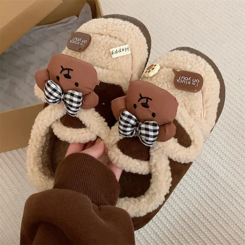 Thin Strips Cotton Slippers Women's, Light Brown-9