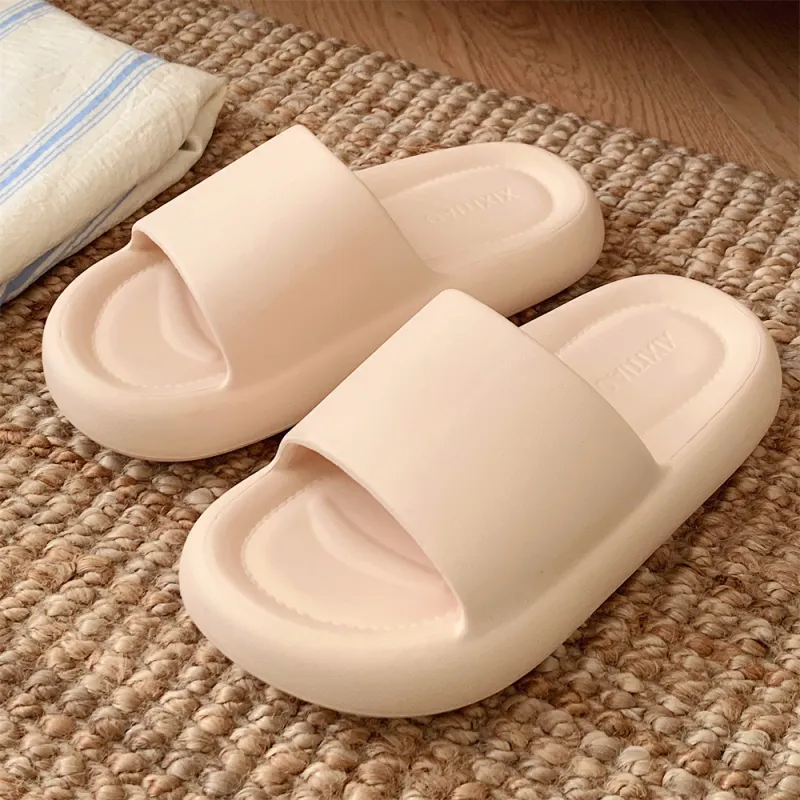 Thin Strips Slippers Unisex, White-7