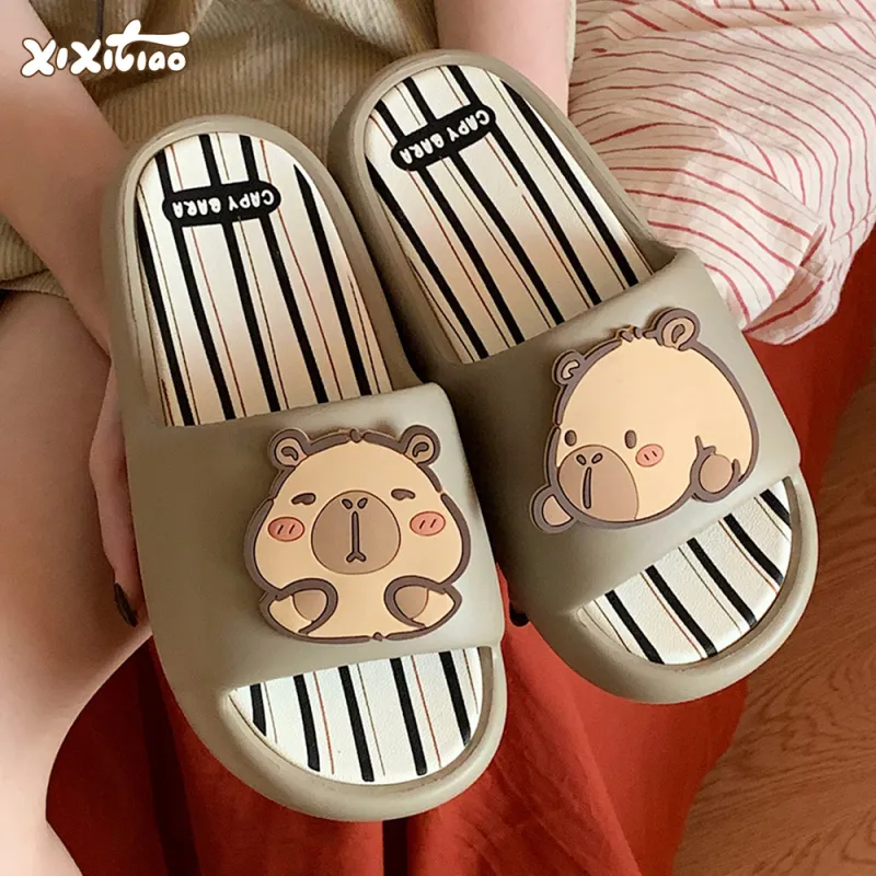 Thin Strips Slippers Unisex, Desert Brown-1