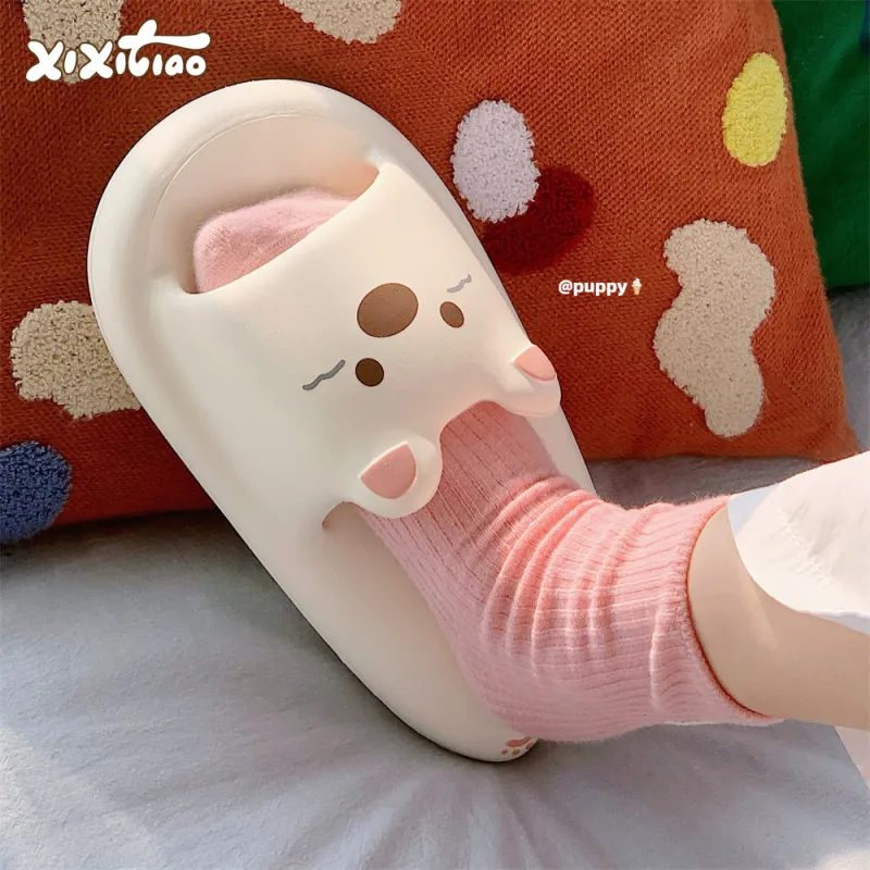 Thin Strips Slippers Women's, White-1