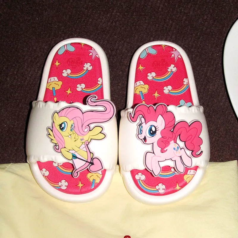 Thin Strips x MY LITTLE PONY Sandal Slippers Milk White+Light Pink Base-5