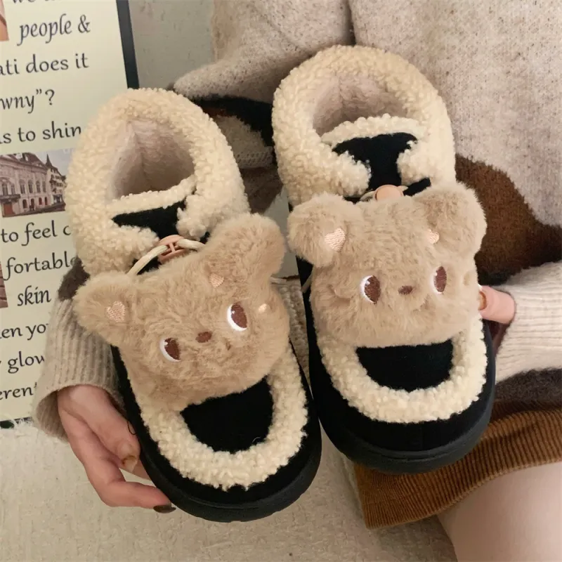 Thin Strips Cotton Slippers Women's, Black-3