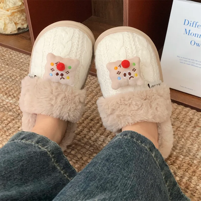 Thin Strips Cotton Slippers Women's Khaki-10