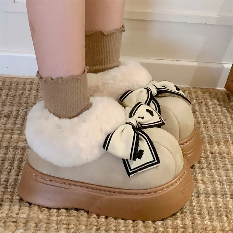 Thin Strips Cotton Slippers Women's, Brown-15