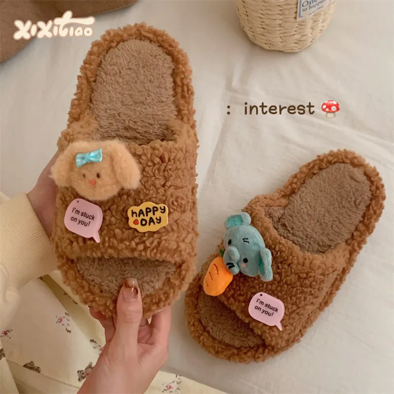 Thin Strips Cotton Slippers Women's White-7