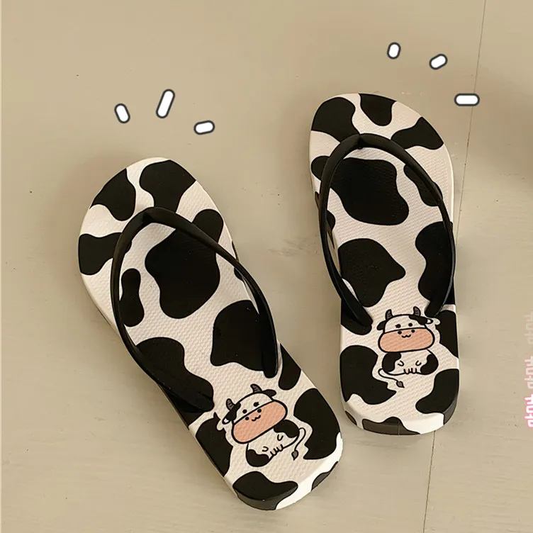 Thin Strips Slippers Unisex, Black White-1