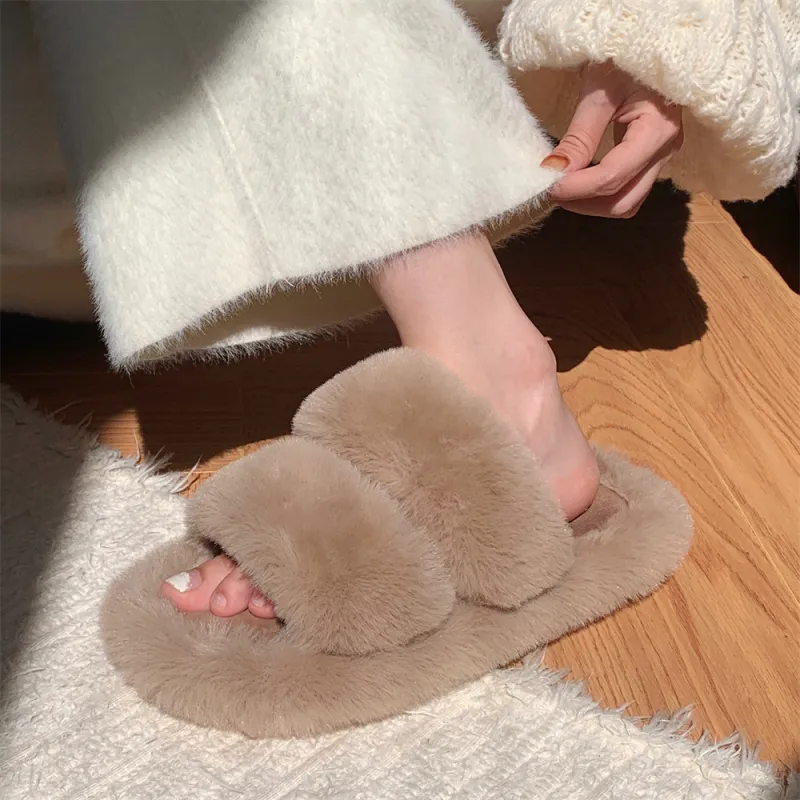 Thin Strips Cotton Slippers Women's-11
