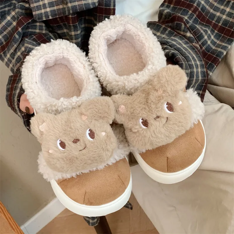Thin Strips Cotton Slippers Women's Khaki-3