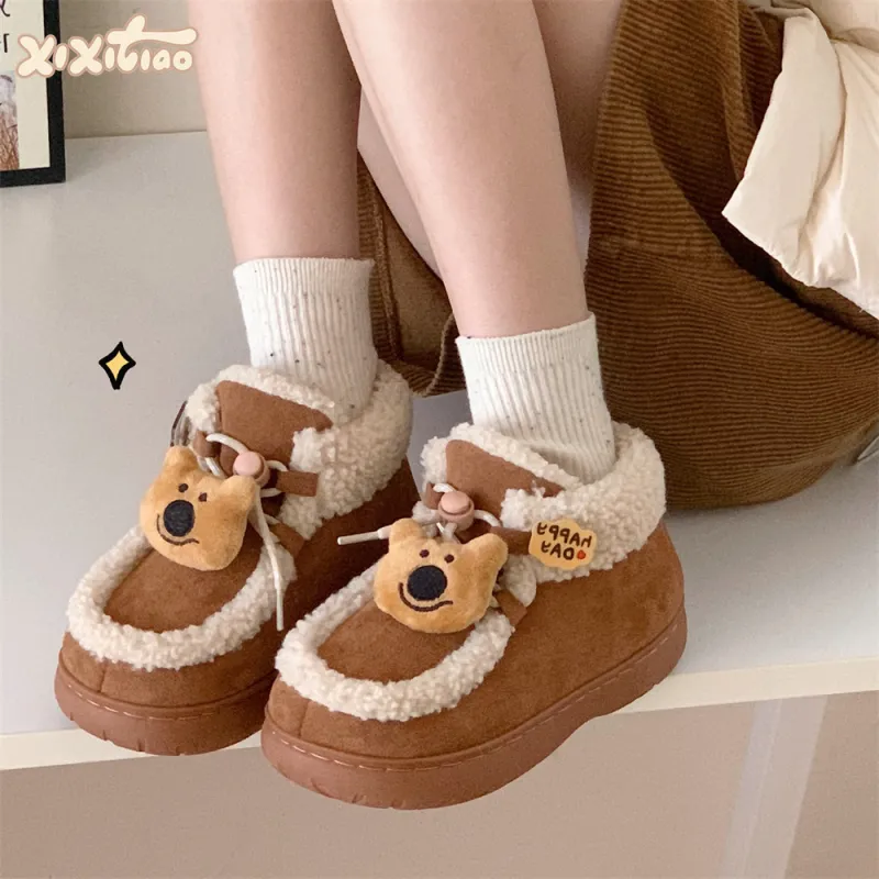 Thin Strips Cotton Slippers Women's, Light Brown-2