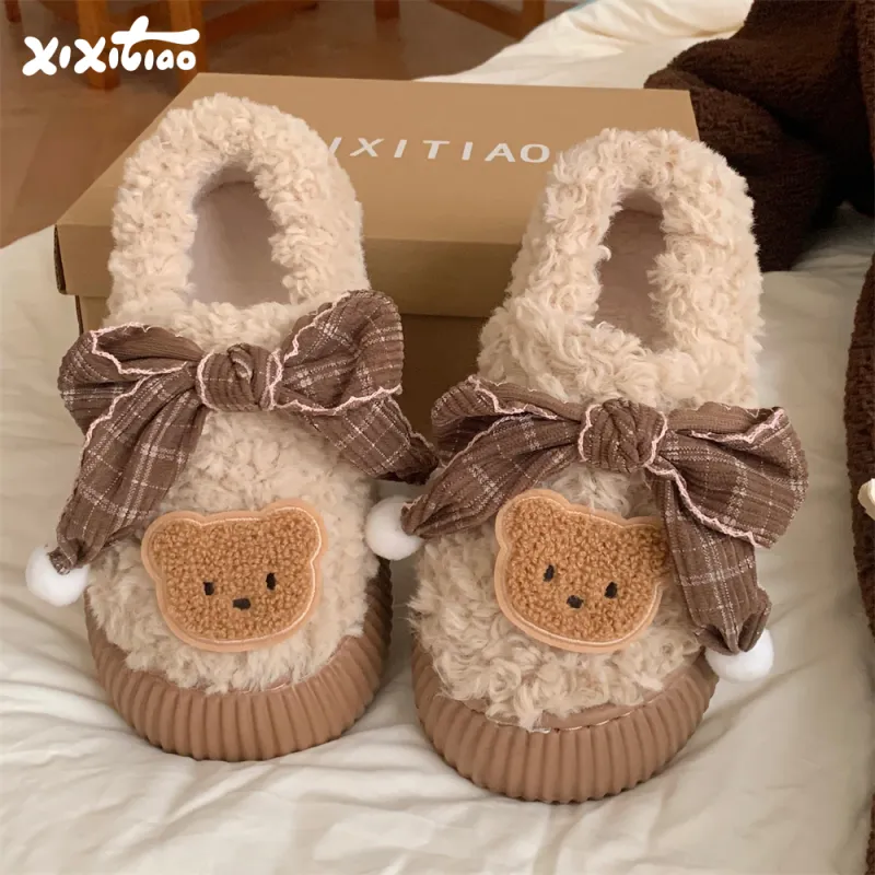 Thin Strips Cotton Slippers Women's Khaki-2