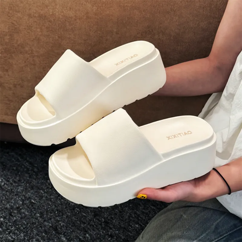 Thin Strips Slippers Women's, White-6