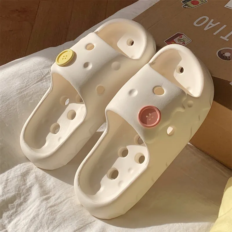 Thin Strips Sandal Slippers Unisex, Light Yellow-10