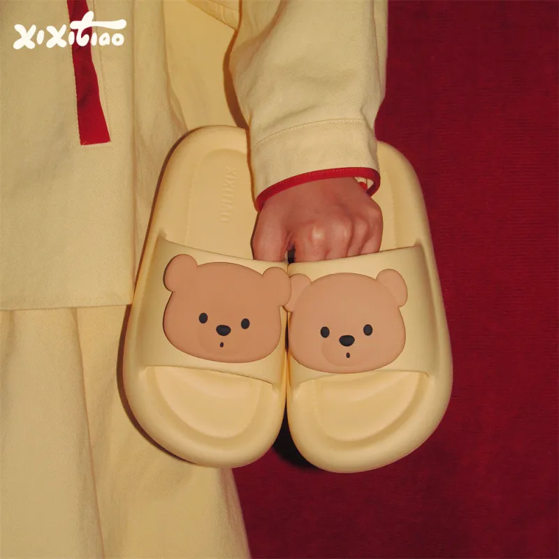 Thin Strips Sandal Slippers Light Yellow-2