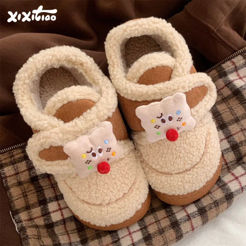 Thin Strips Cotton Home Slippers Women's, Black-6