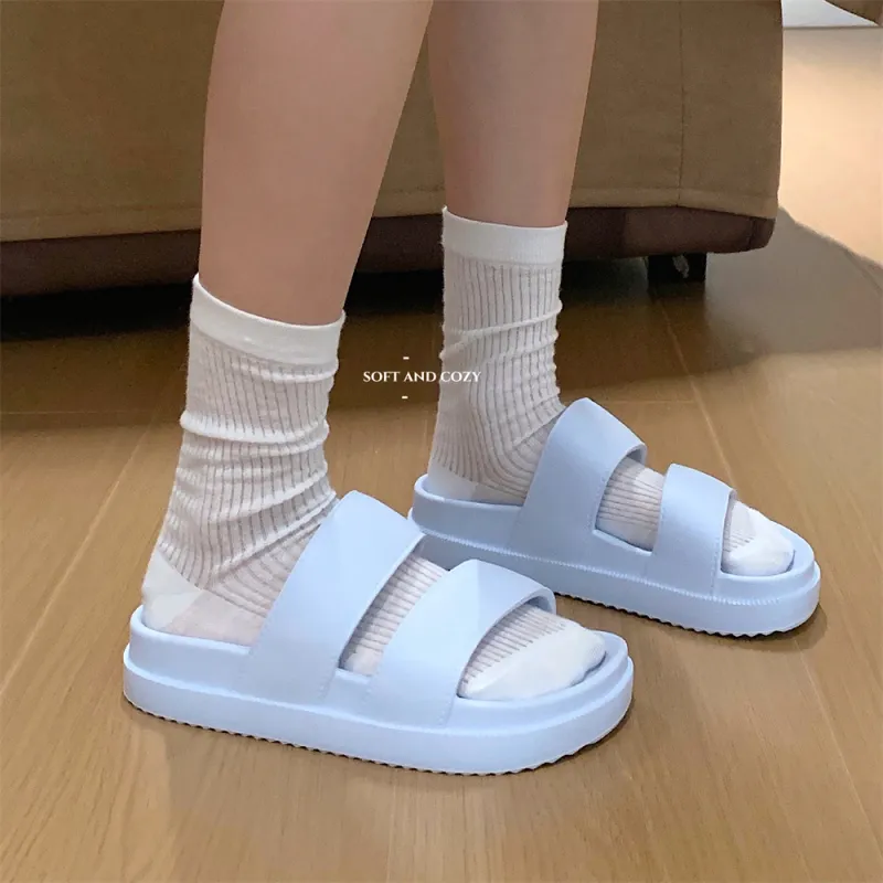 Thin Strips Slippers Unisex, Ecru-8