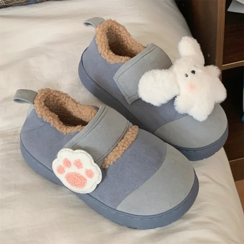 Thin Strips Cotton Slippers Women's, Light Blue-4