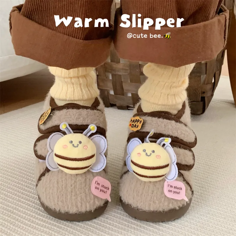 Thin Strips Cotton Slippers Women's, Light Brown, Home Slippers-14