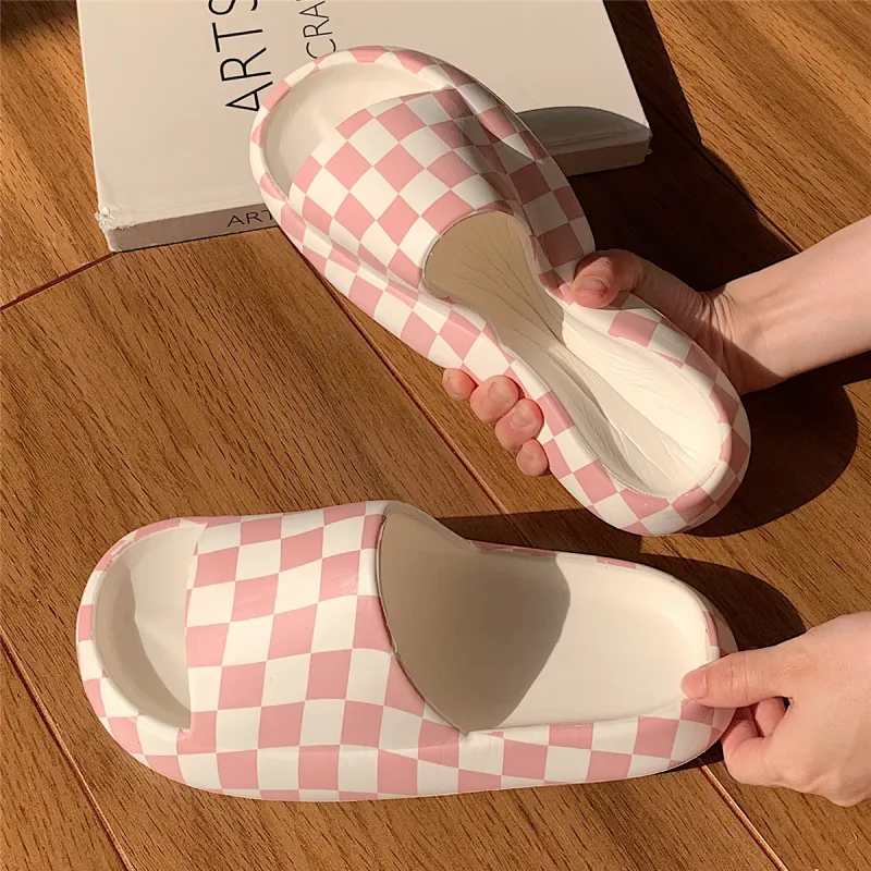 Thin Strips Slippers Unisex, White-7
