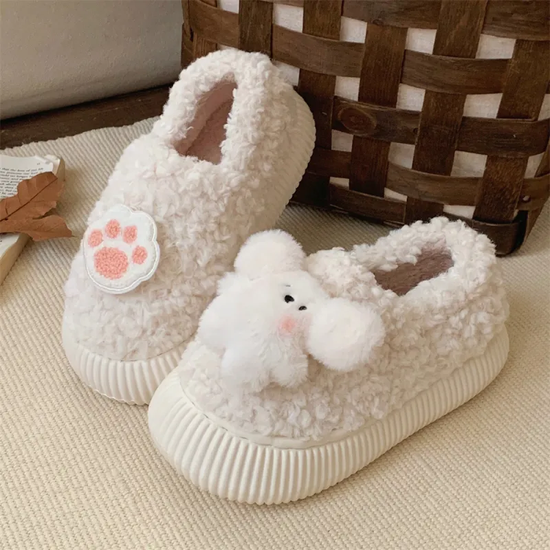 Thin Strips Cotton Slippers Women's, White-5