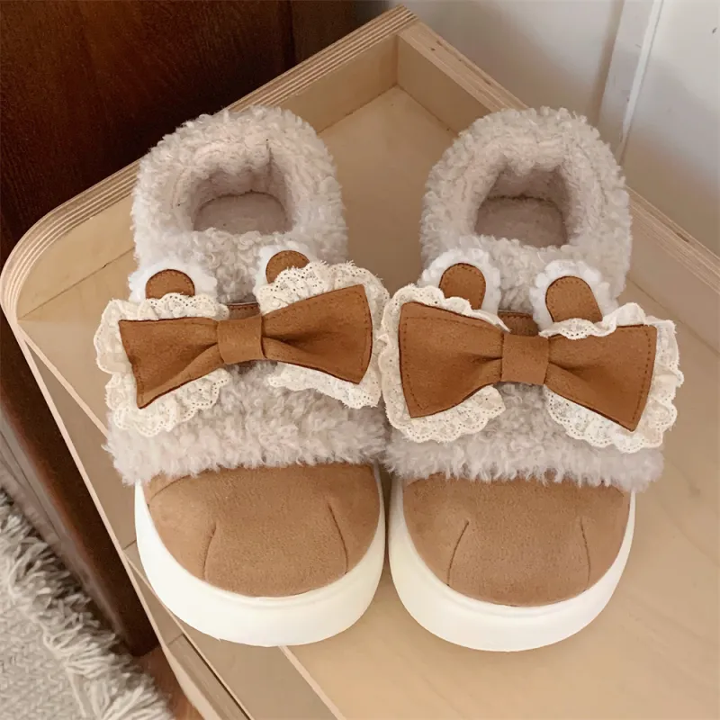 Thin Strips Cotton Slippers Women's Khaki-4