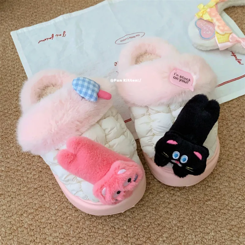 Thin Strips Cotton Slippers Women's, Pink-2