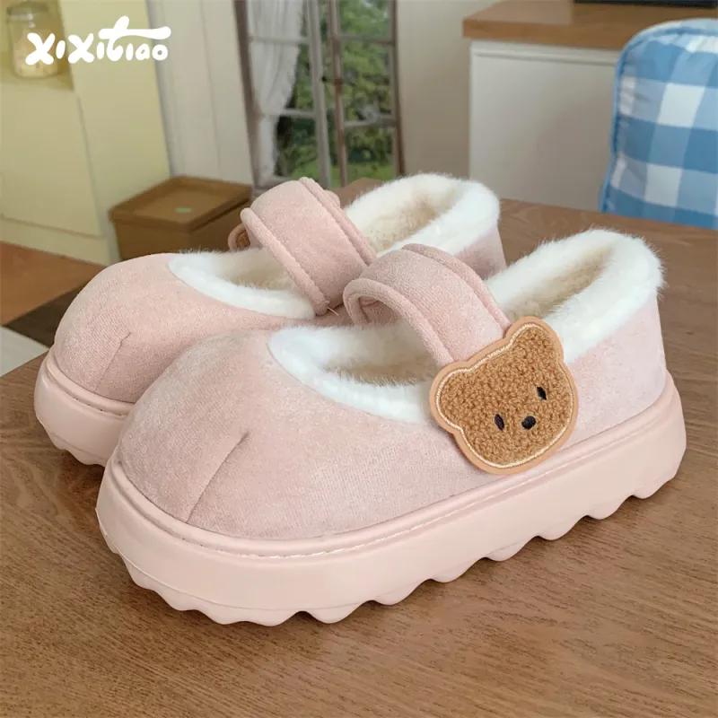 Thin Strips Cotton Slippers Women's, Pink-1