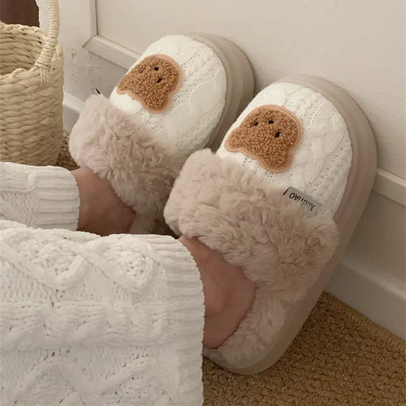 Thin Strips Cotton Slippers, Home Slippers Women's Khaki-11