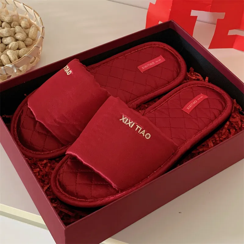 Thin Strips Cotton Linen Blend Slippers Unisex, Champagne-22
