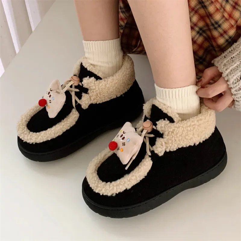 Thin Strips Cotton Slippers Women's, Black-3