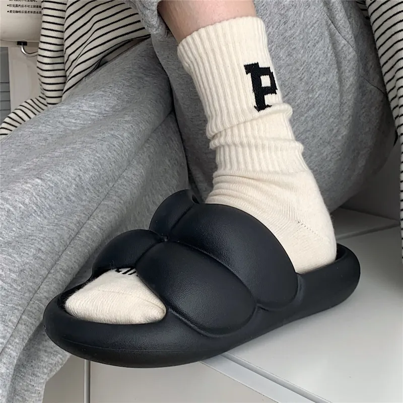 Thin Strips Slippers Women's, Black-3