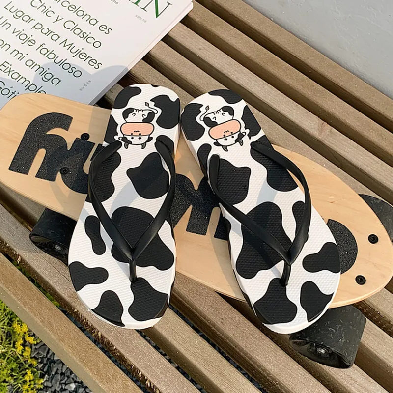 Thin Strips Slippers Unisex, Black White-3