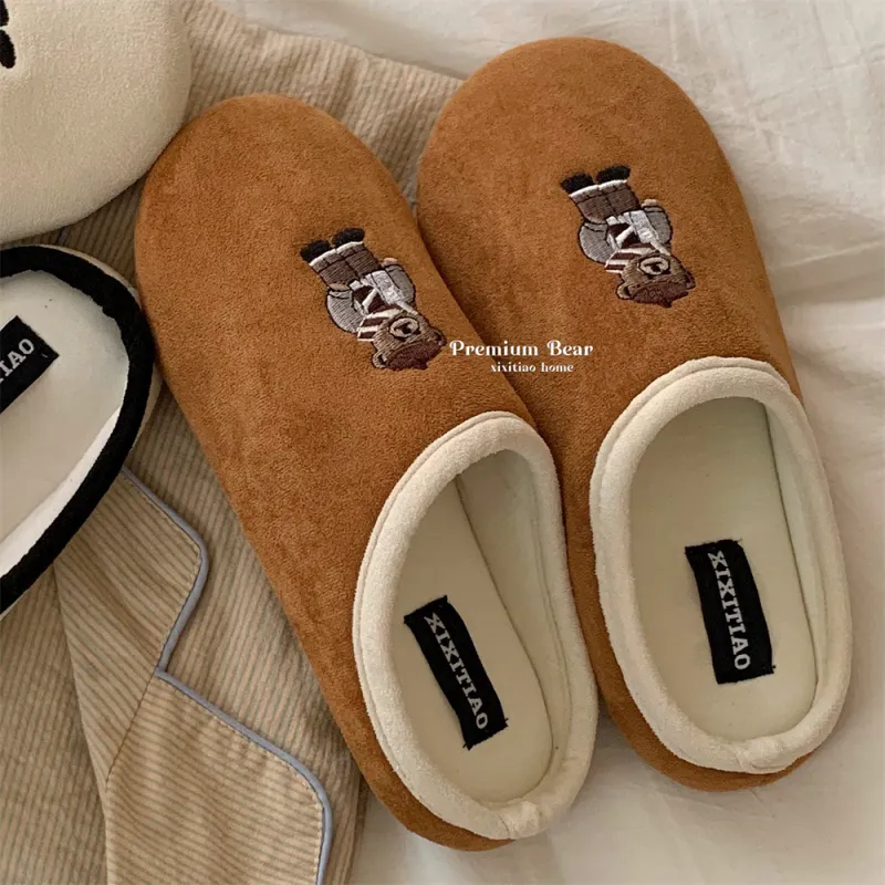 Thin Strips Cotton Linen Blend Slippers Unisex, White-11