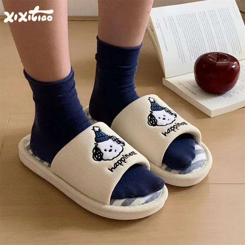 Thin Strips Slippers Unisex, Cream Apricot-1
