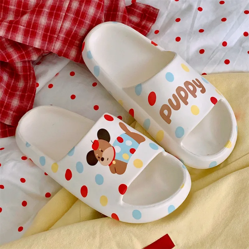 Thin Strips Home Slippers Unisex, White-6