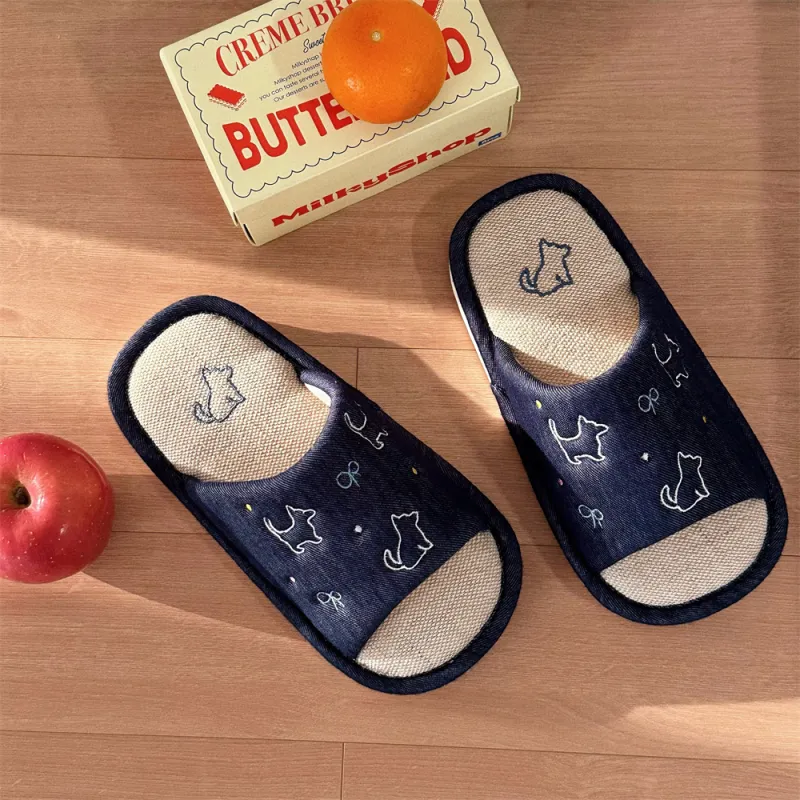 Thin Strips Slippers Women's Deep Blue-3