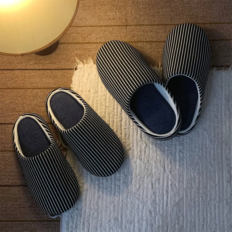 Thin Strips Slippers Unisex, Black-6