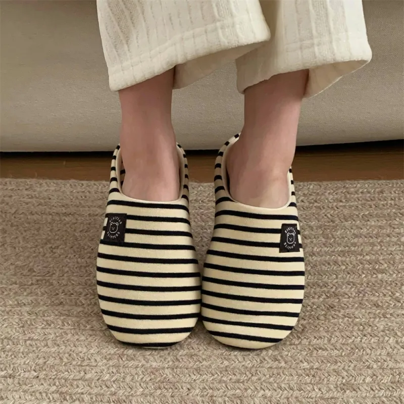 Thin Strips Indoor Slippers Unisex, Red-5