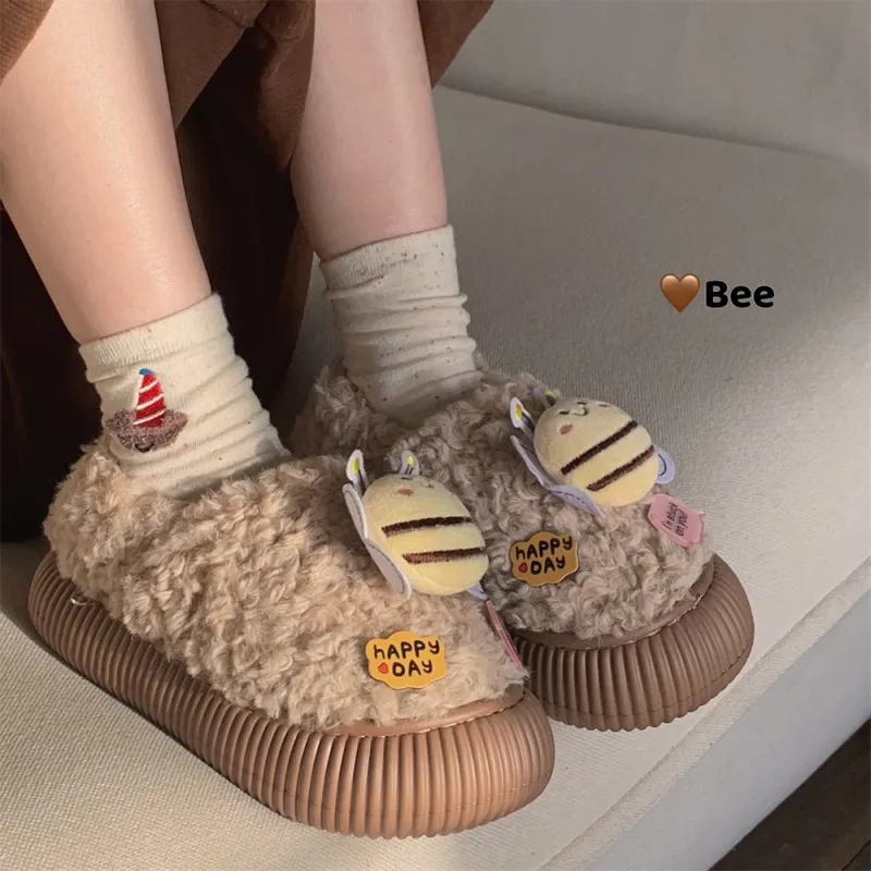 Thin Strips Cotton Slippers Women's, White-8