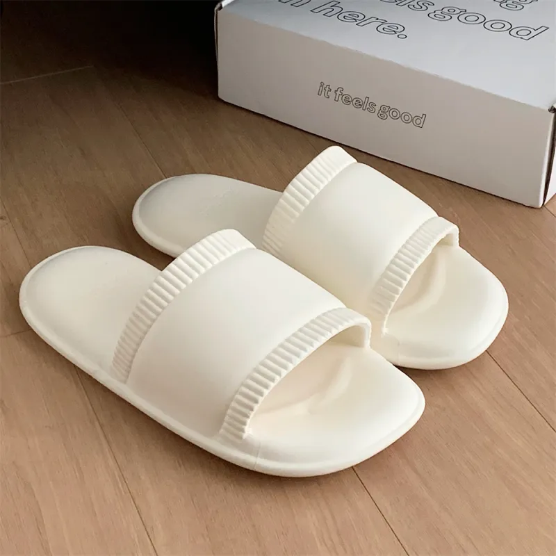 Thin Strips Sandal Slippers Unisex, Cream White-5