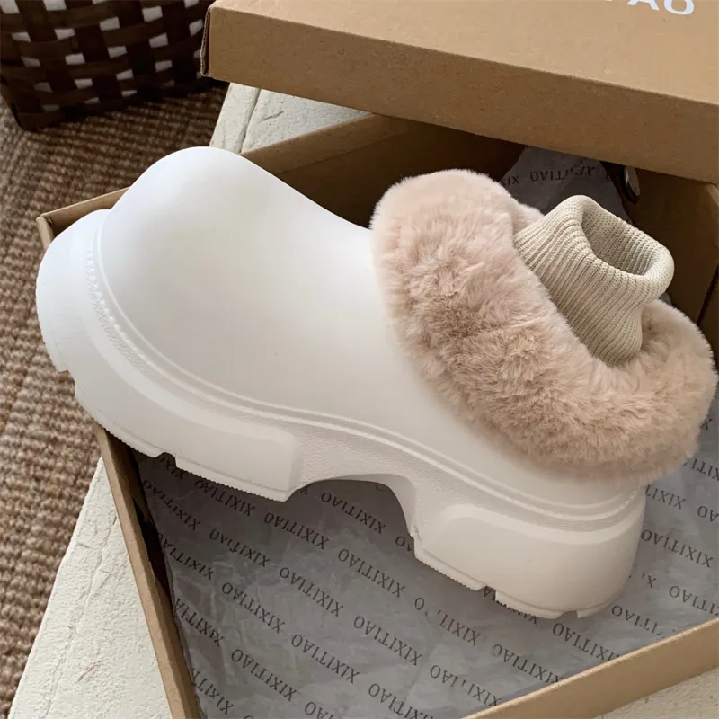 Thin Strips Cotton Slippers Women's, Cream White-2