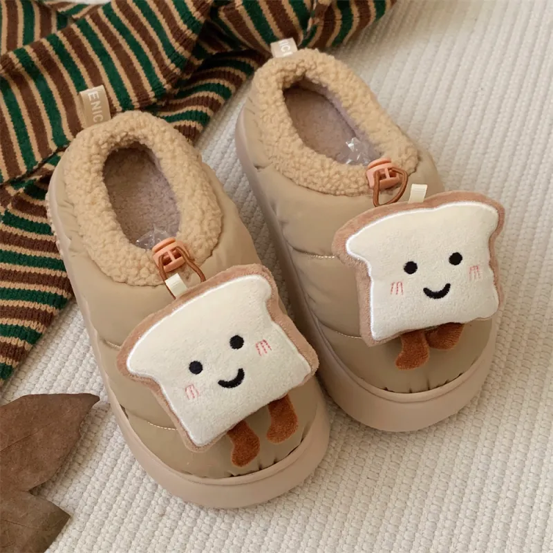 Thin Strips Cotton Slippers Unisex, White-9