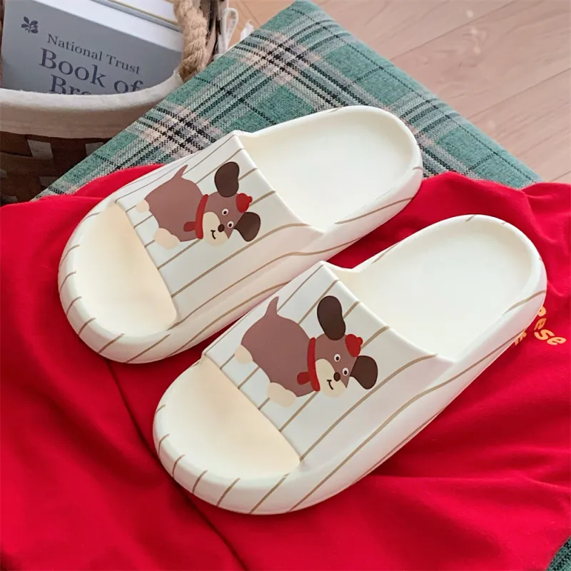 Thin Strips Sandal Slippers Unisex, White-1