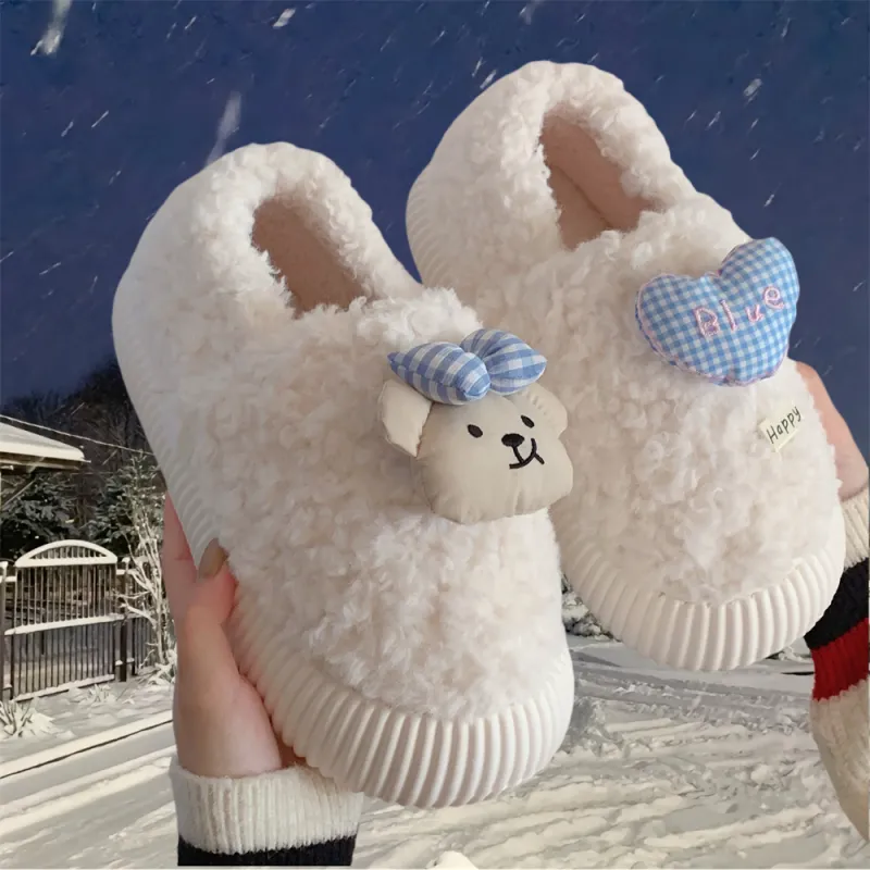 Thin Strips Cotton Slippers Women's, White-3