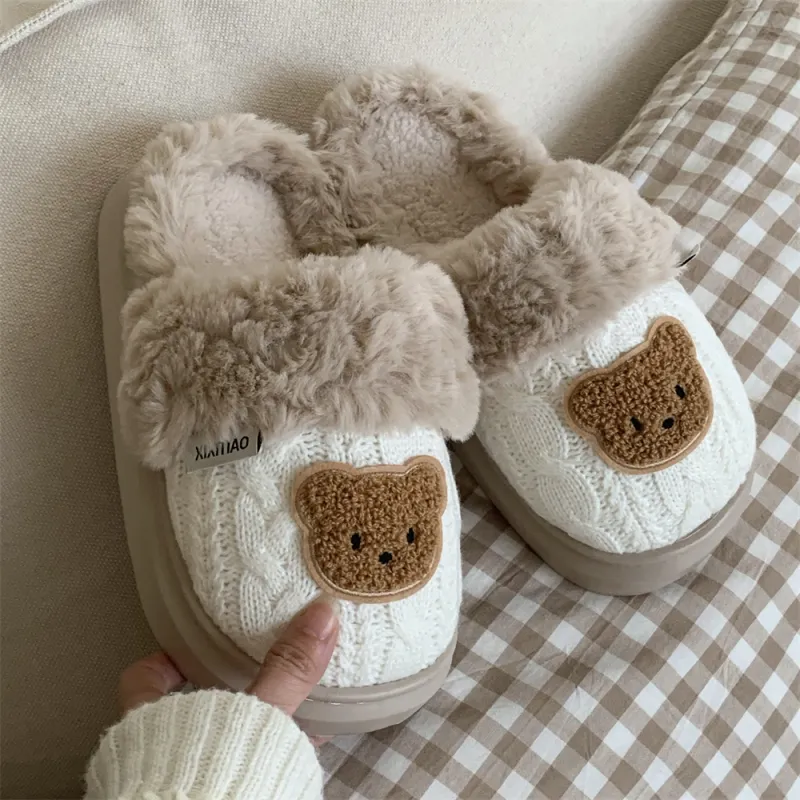 Thin Strips Cotton Slippers, Home Slippers Women's Khaki-10
