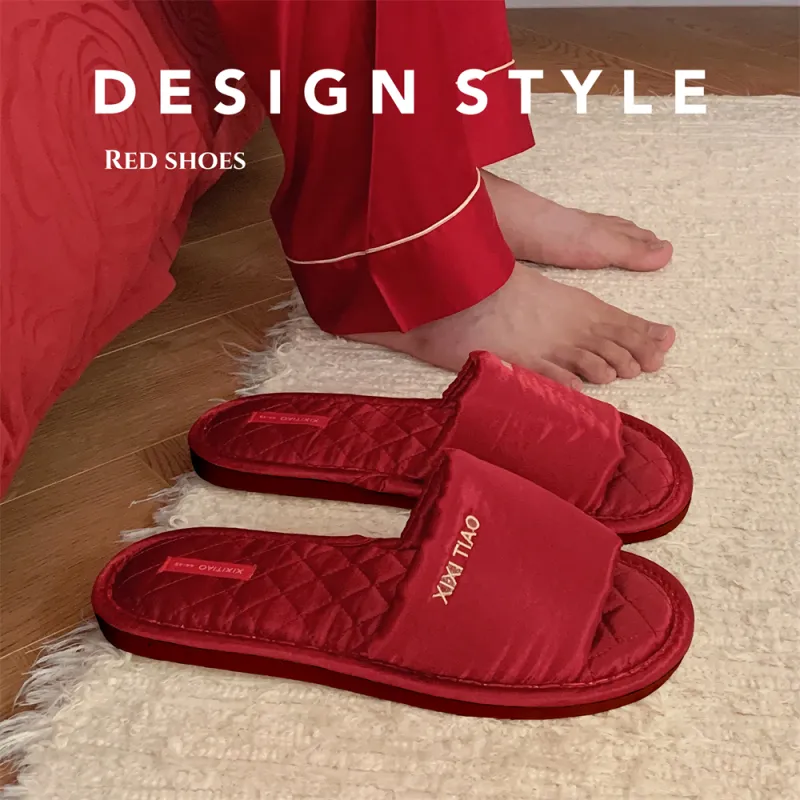 Thin Strips Cotton Linen Blend Slippers Unisex, Champagne-21